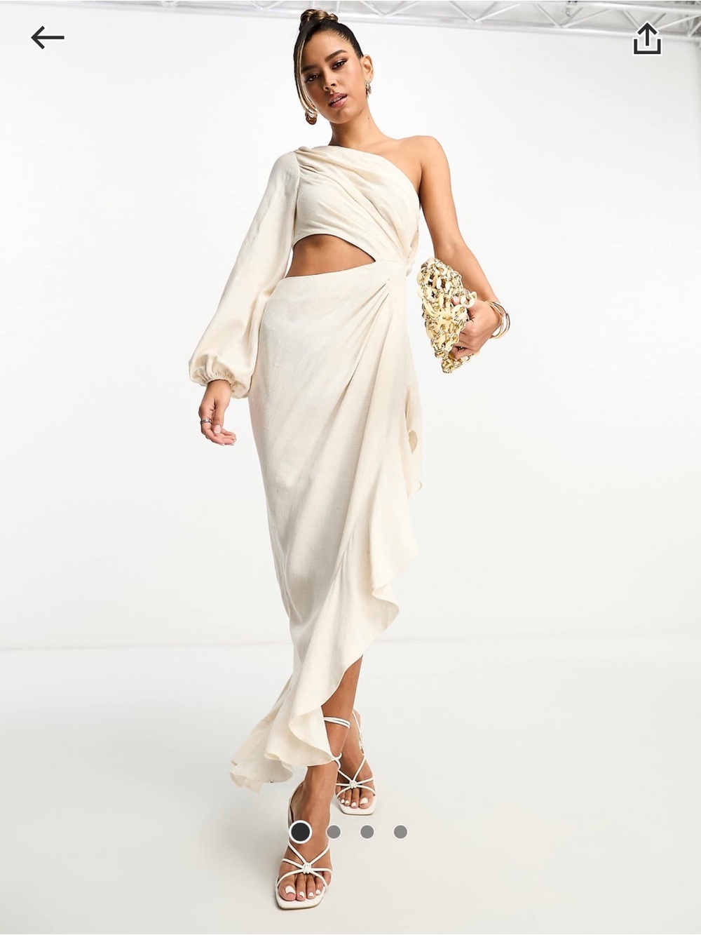 ASOS One-Shoulder Cream Cutout Maxi Dress